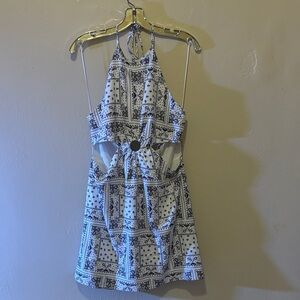 Elodie Monochrome Backless Halter Dress